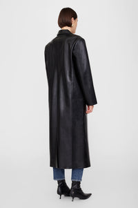 1qty NEW / QUINN COAT - BLACK RECYCLED LEATHER