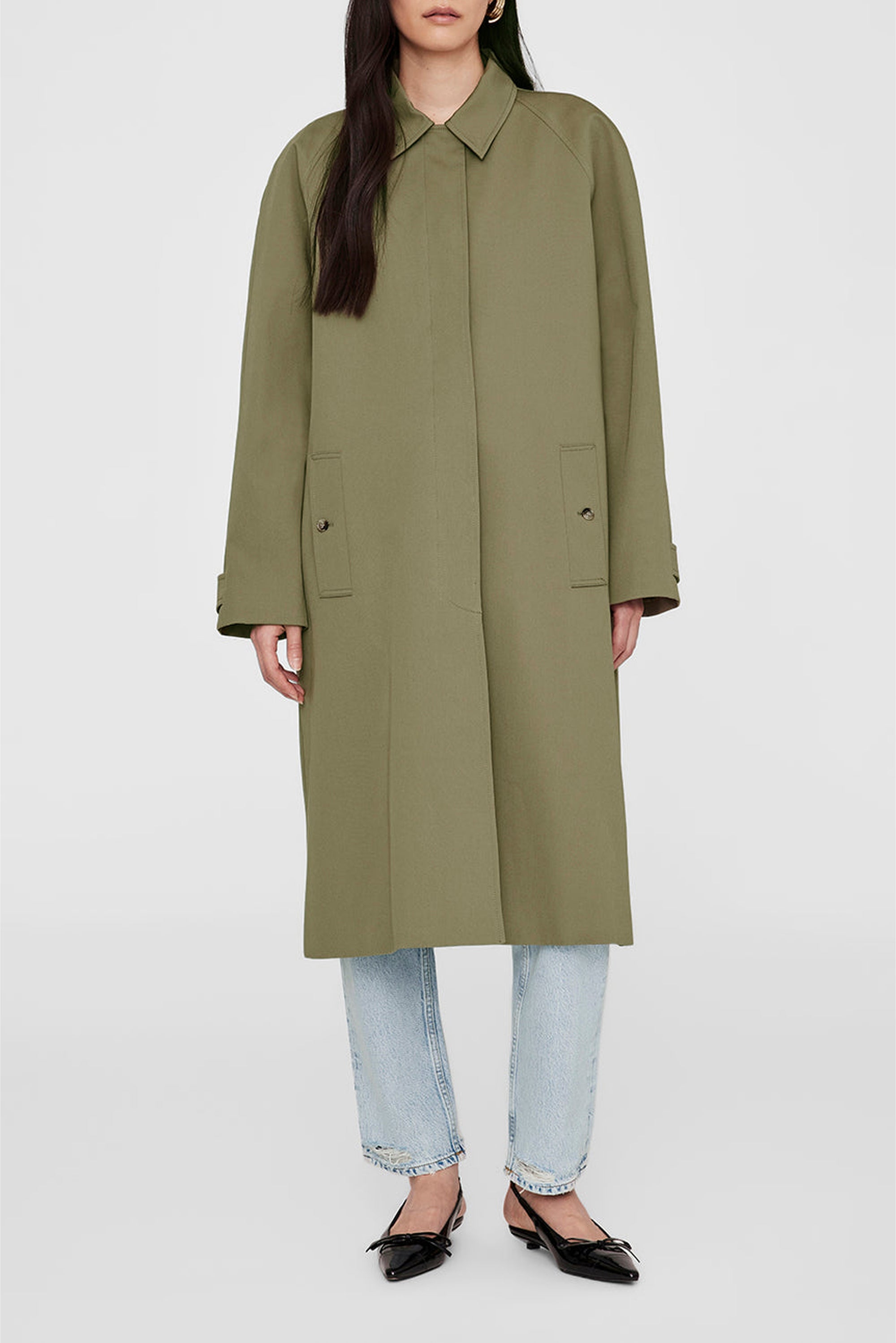 2qty NEW / RANDY OVERSIZED TRENCH - OLIVE