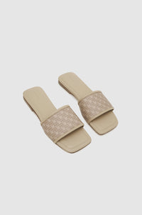 4qty NEW / RIA SLIDES - BEIGE MONOGRAM PRINT