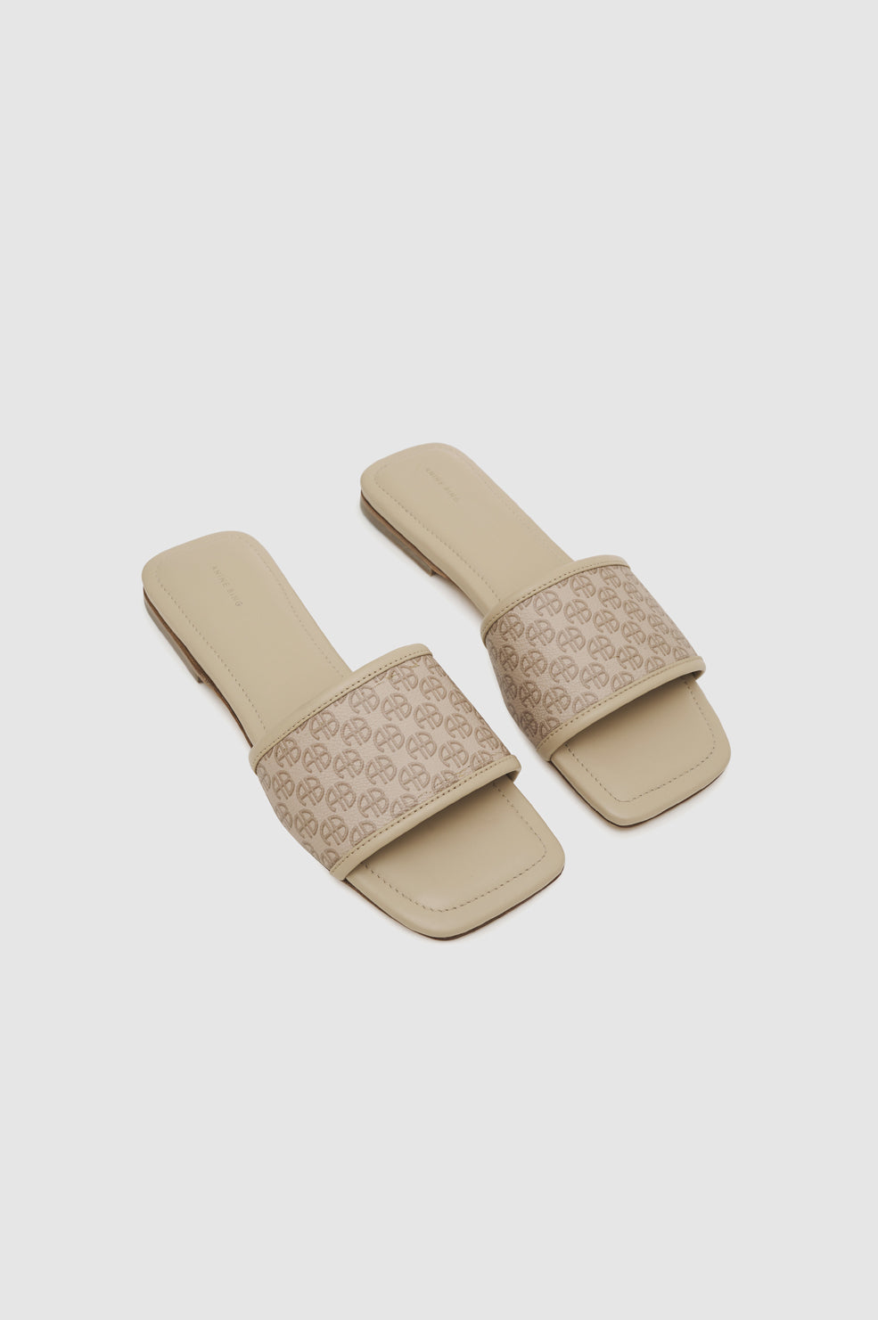 4qty NEW / RIA SLIDES - BEIGE MONOGRAM PRINT