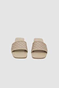 RIA SLIDES - BEIGE MONOGRAM PRINT