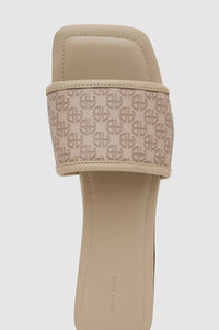 4qty NEW / RIA SLIDES - BEIGE MONOGRAM PRINT
