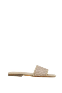 RIA SLIDES - BEIGE MONOGRAM PRINT