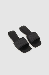 3qty NEW / RIA SLIDES - BLACK MONOGRAM PRINT