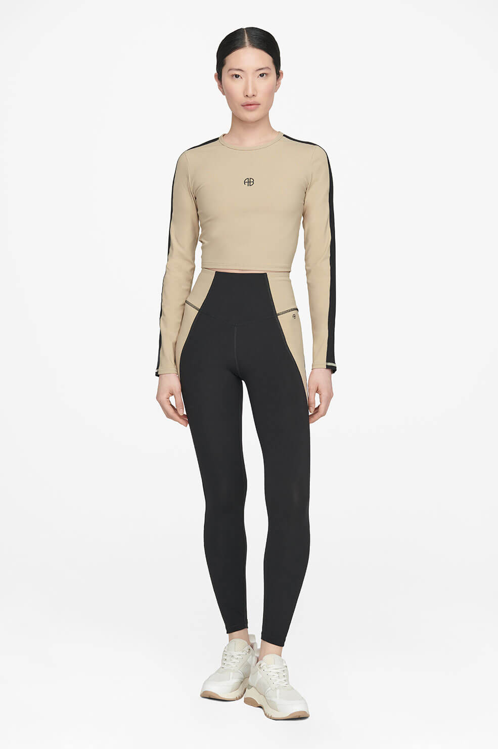 ROXIE TOP - TAN AND BLACK