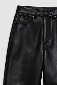 Roy mid-rise leather trousers - Black