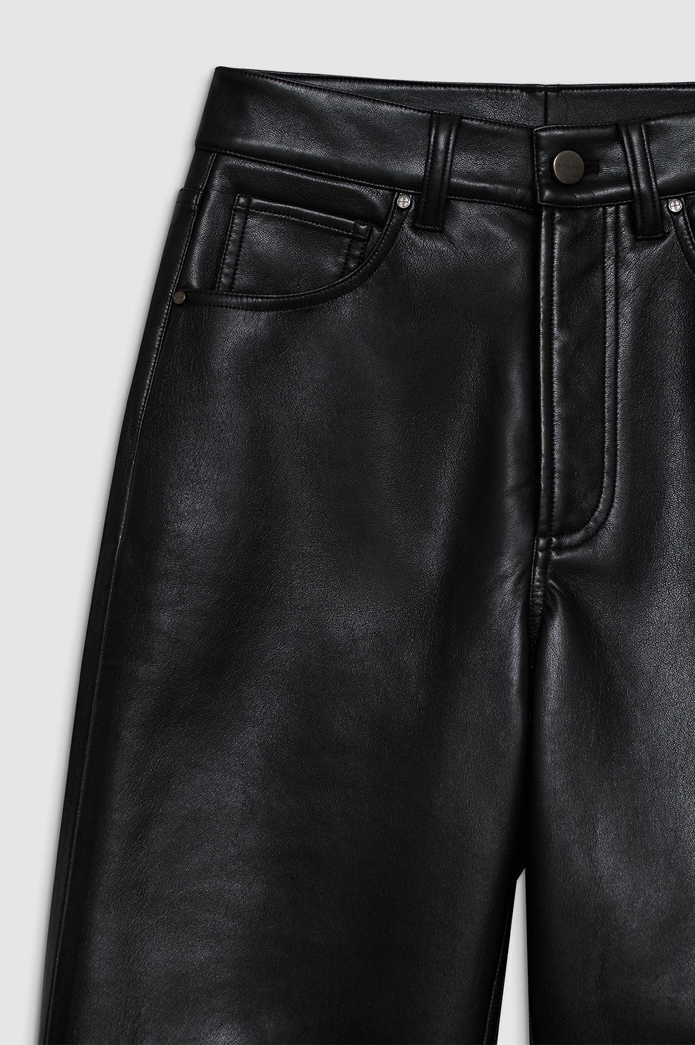 Roy mid-rise leather trousers - Black