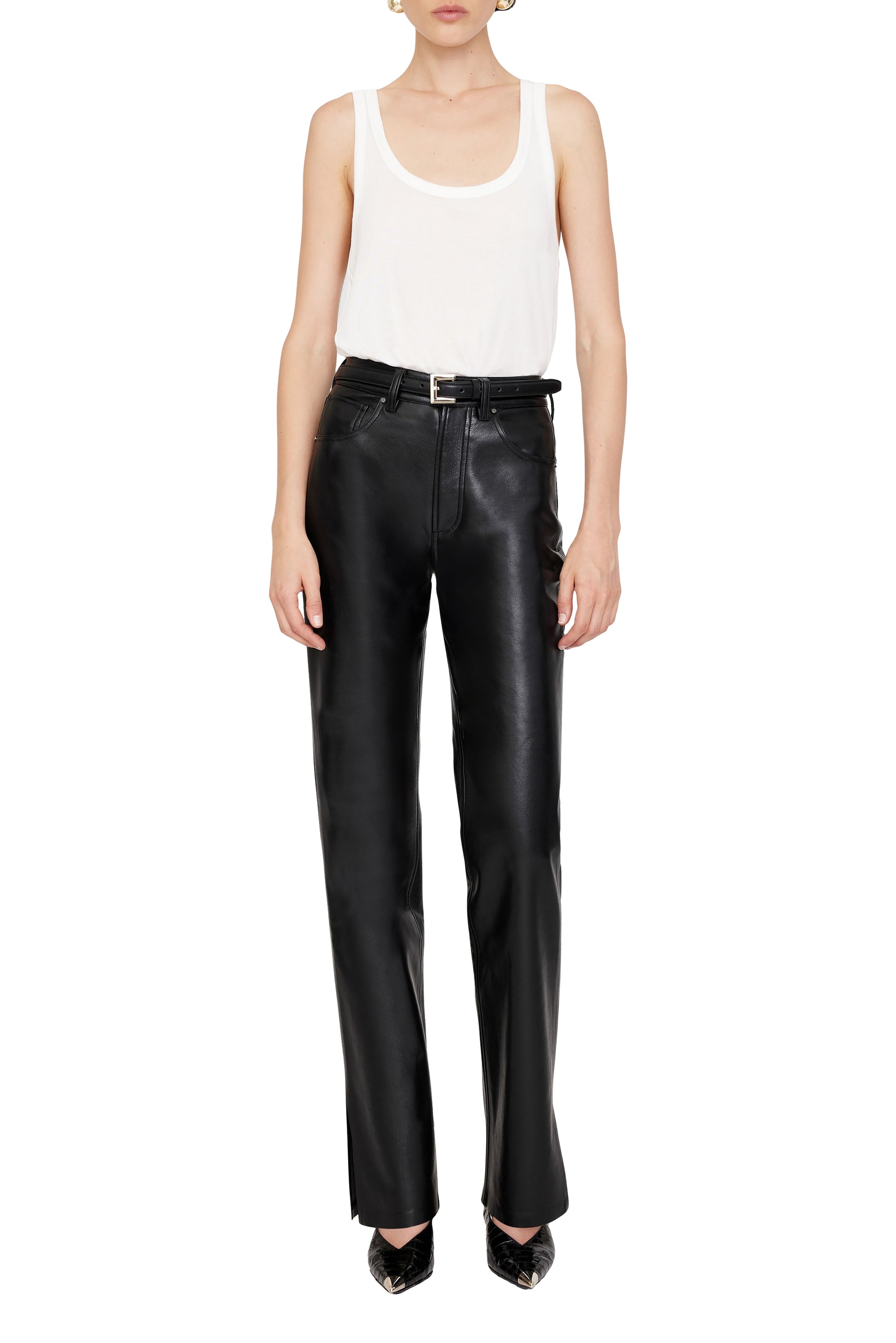 ROY PANT - BLACK RECYCLED LEATHER