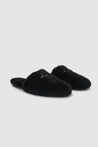 Mules Moutonnées en cuir - Black