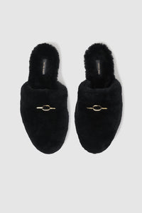 Mules Moutonnées en cuir - Black