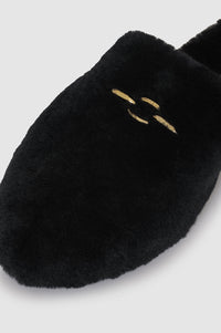 Mules Moutonnées en cuir - Black
