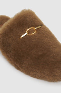 Mules Moutonnées en cuir - Tan