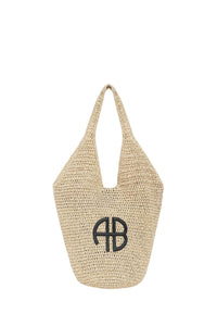 2qty NEW / SMALL LEAH HOBO - NATURAL WITH BLACK