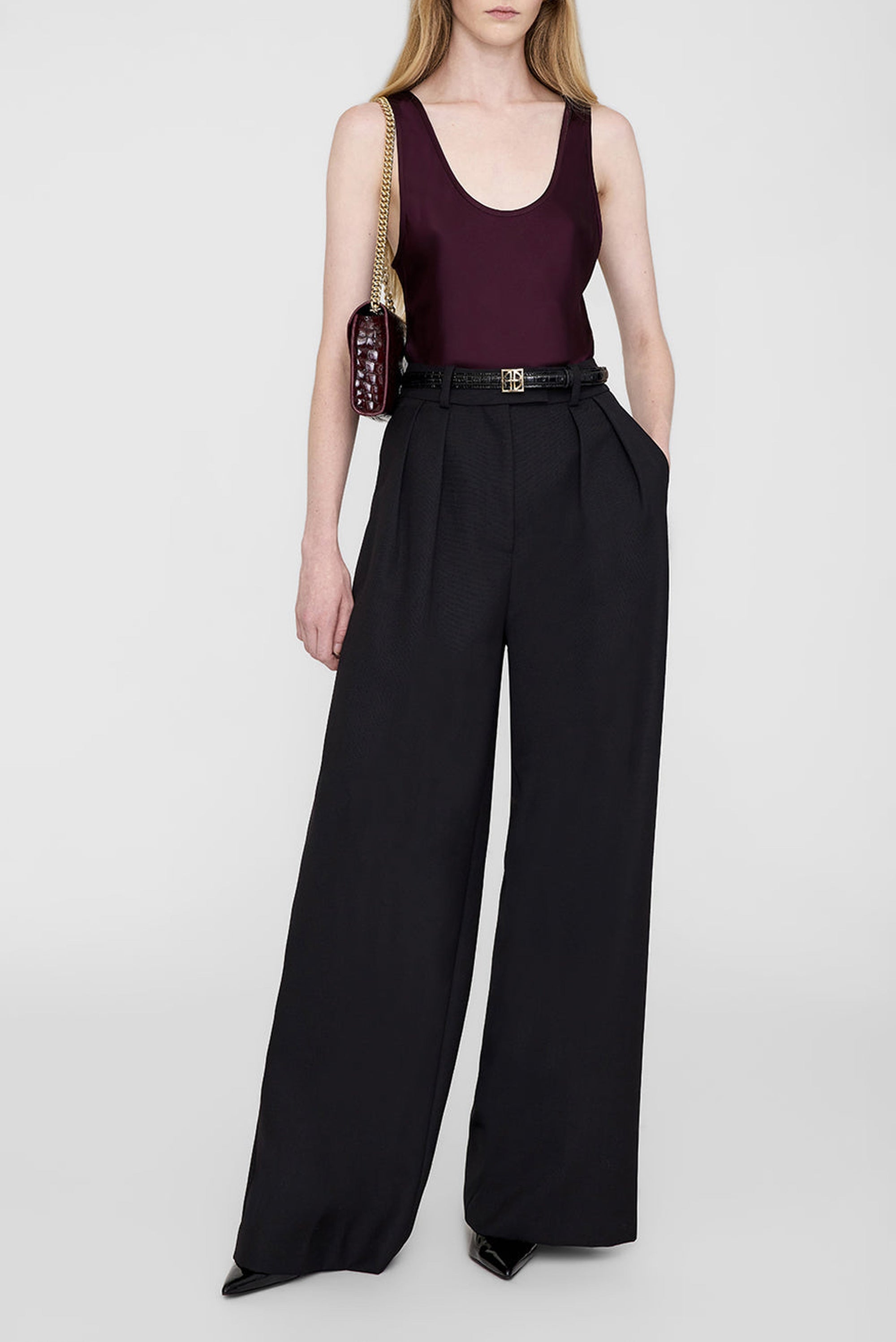 Petite pochette Elly en cuir - Burgundy
