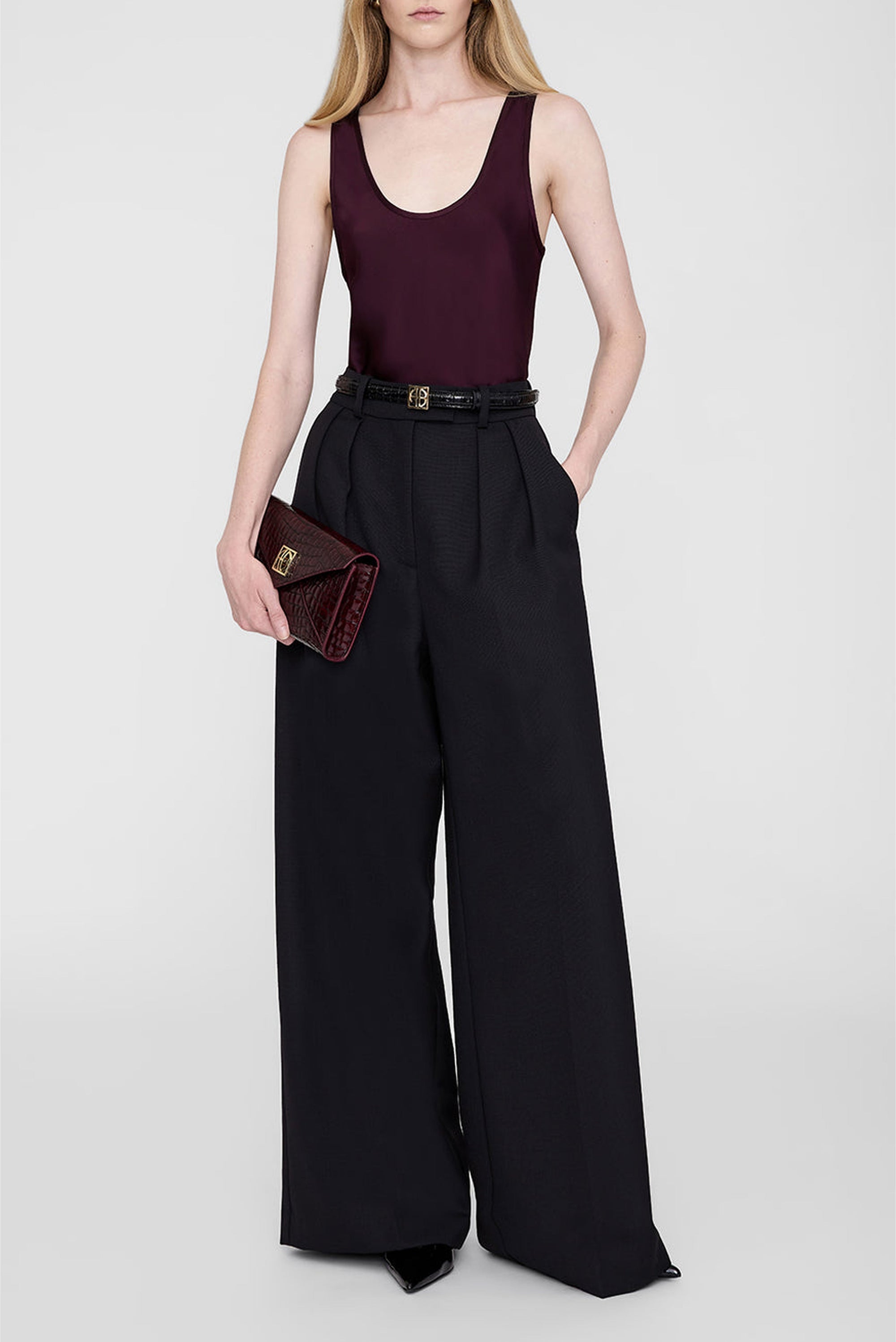 Petite pochette Elly en cuir - Burgundy