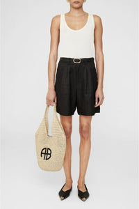 2qty NEW / SMALL LEAH HOBO - NATURAL WITH BLACK