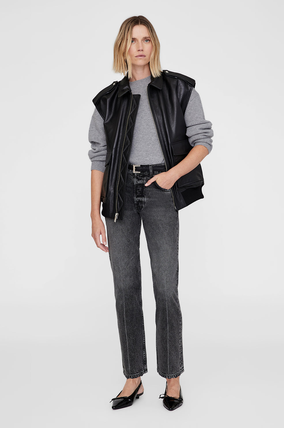 SONNIE VEST - BLACK LEATHER