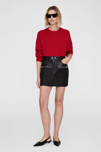 STEEL SKIRT - BLACK LEATHER