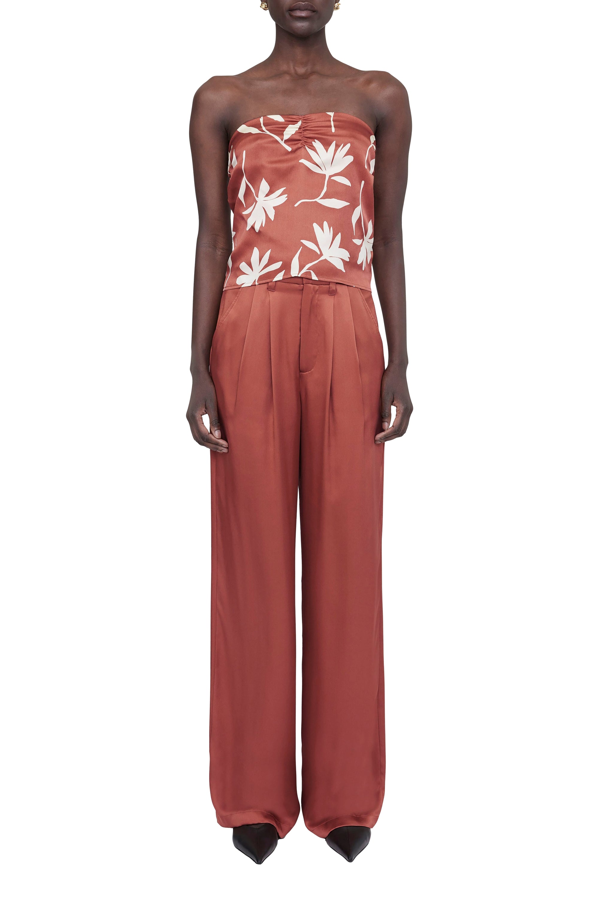 145qty RELIQUAT 50€ / STEPHANIE TOP - TERRACOTTA DAISY PRINT