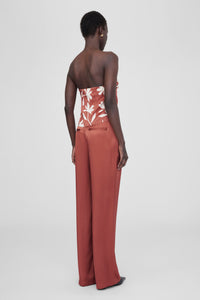 STEPHANIE TOP - TERRACOTTA DAISY PRINT