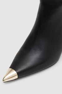 Bottes hautes à talons Nina 60 avec bout métal en cuir - Black