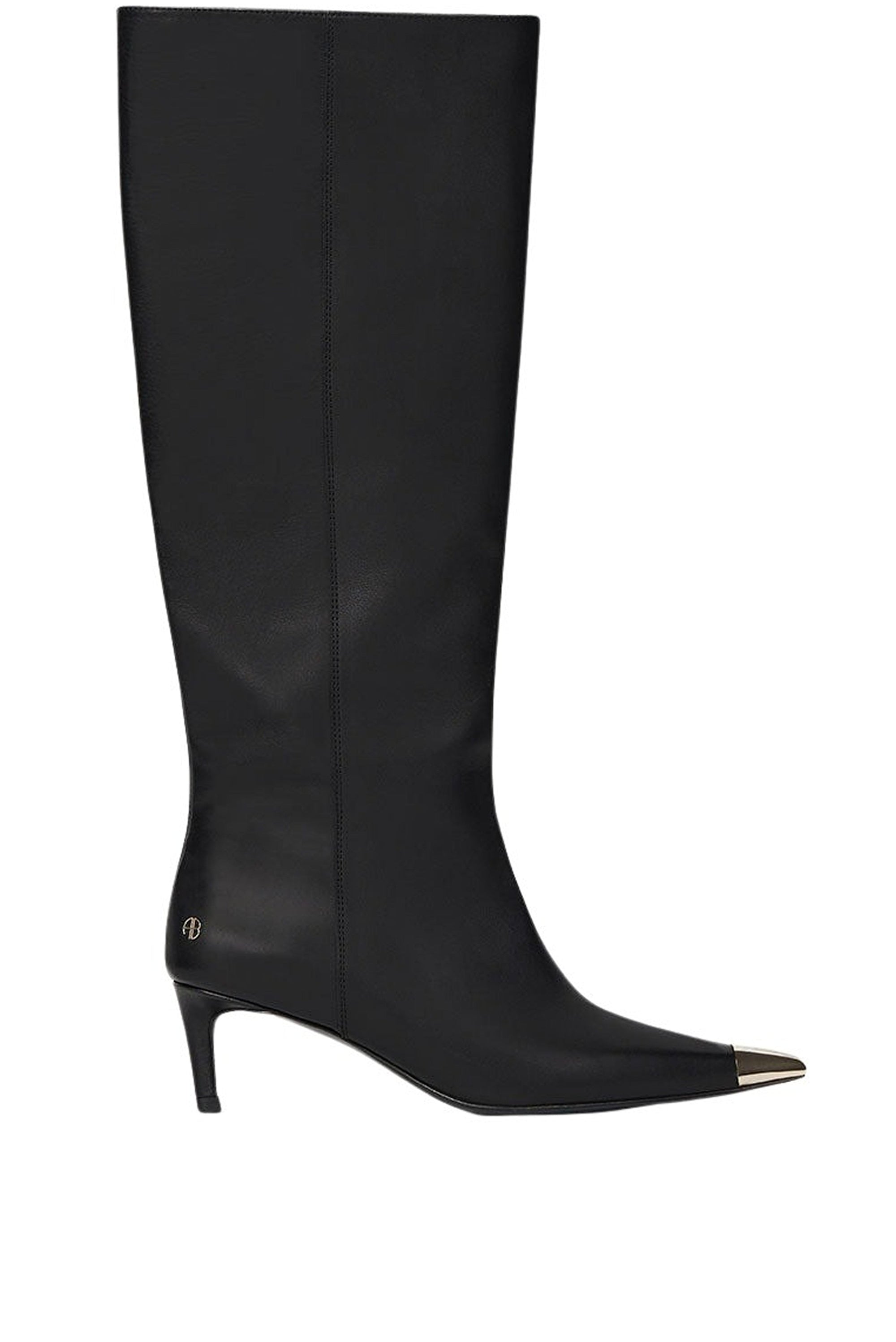 Bottes hautes à talons Nina 60 avec bout métal en cuir - Black