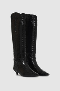 TALL RAE BOOTS - BLACK EMBOSSED
