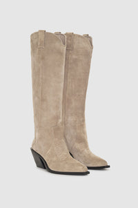Bottes hautes à talons Tania 70 en daim - Grey