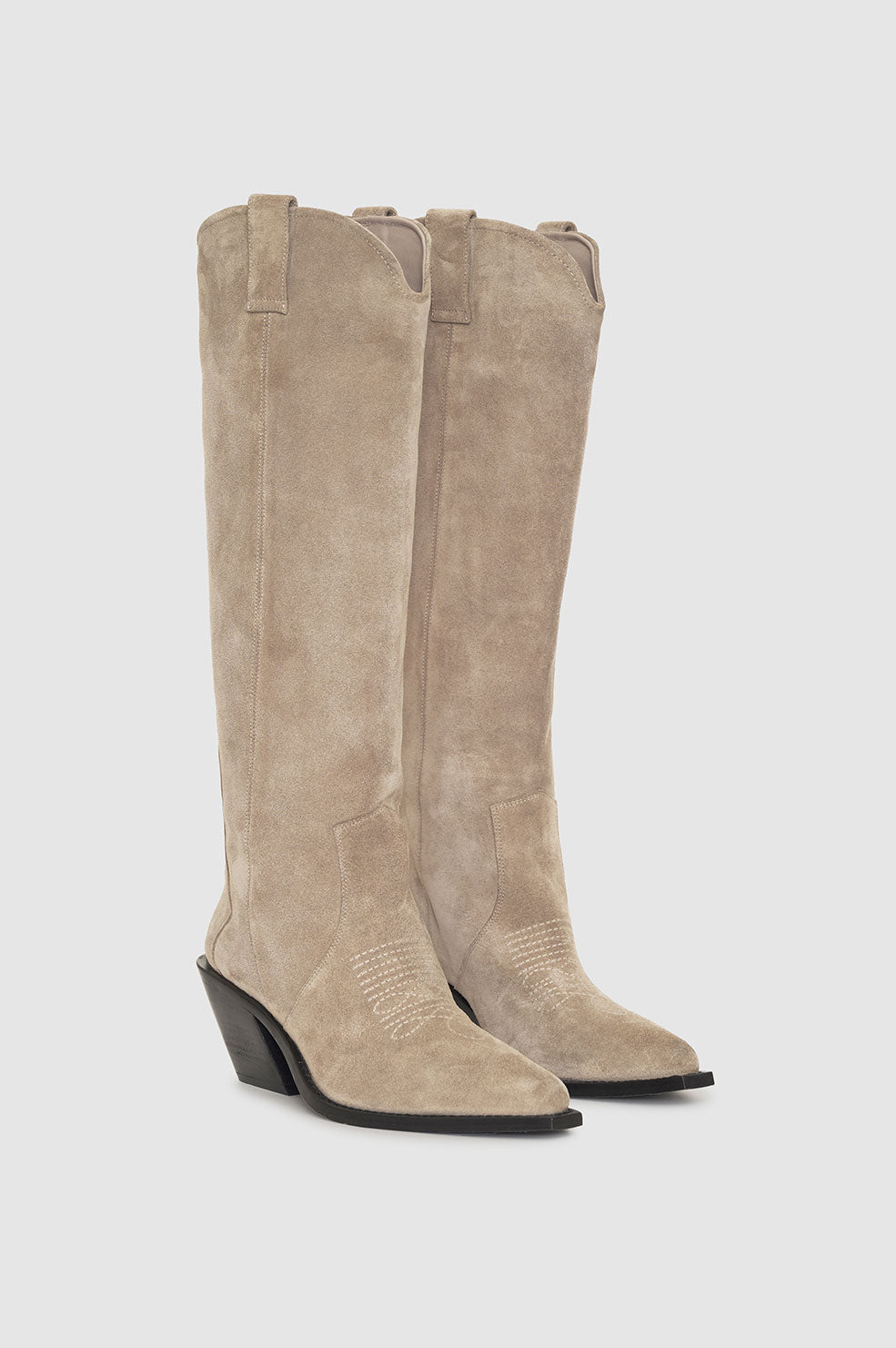 Bottes hautes à talons Tania 70 en daim - Grey