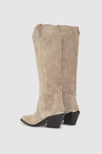 Bottes hautes à talons Tania 70 en daim - Grey