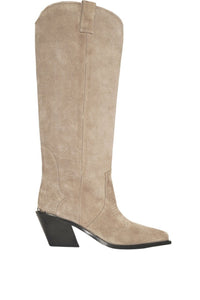 Bottes hautes à talons Tania 70 en daim - Grey