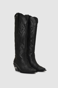 Tania 70 high-heeled leather boots - Black
