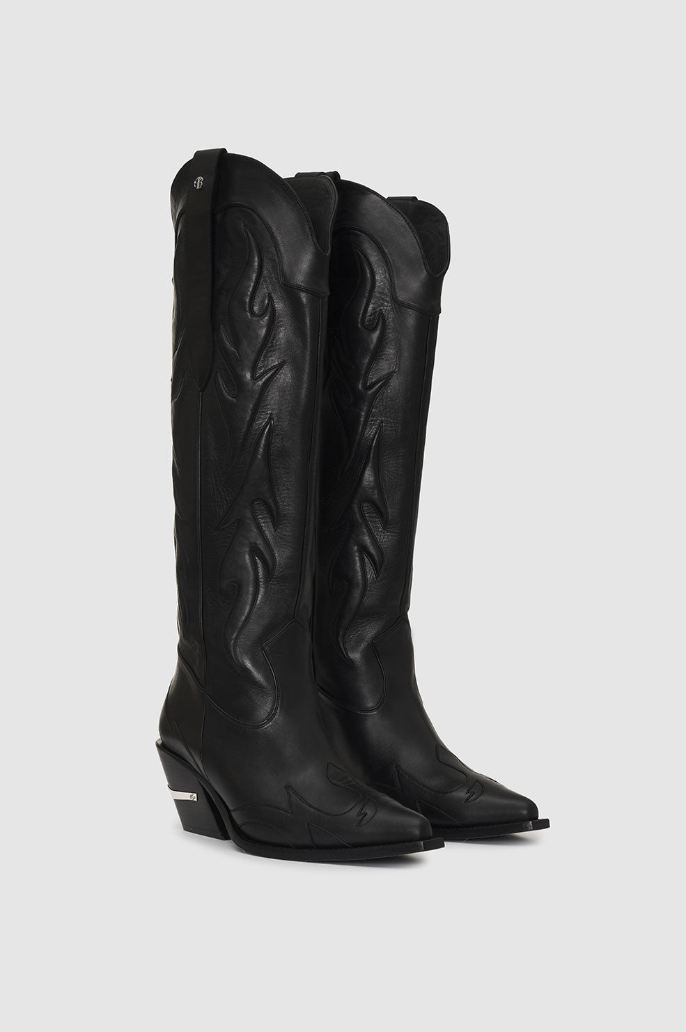 Tania 70 high-heeled leather boots - Black
