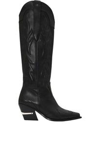 Tania 70 high-heeled leather boots - Black