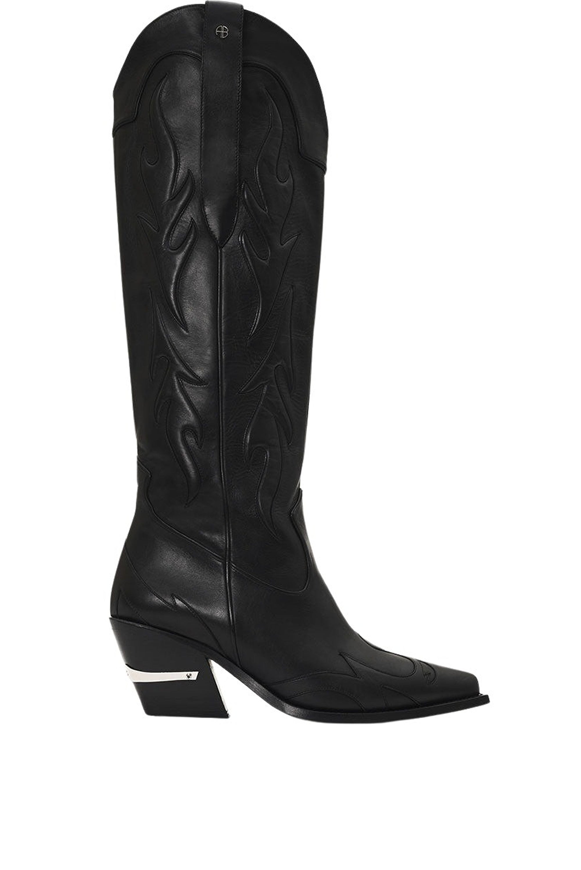Tania 70 high-heeled leather boots - Black