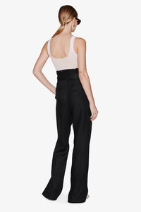 Thalia high-waisted trousers in linen - Black