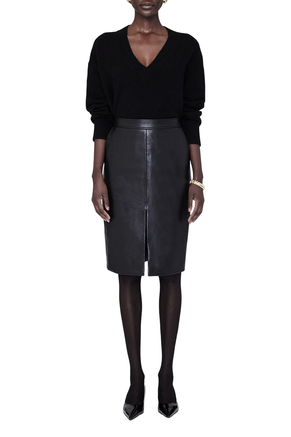 Jupe Tyra en cuir - Black