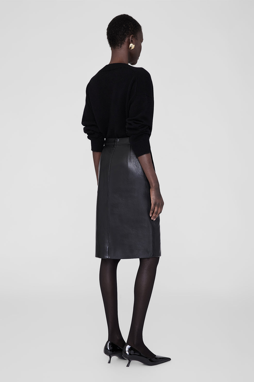 Jupe Tyra en cuir - Black