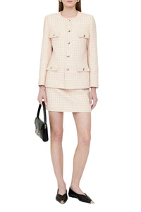 81qty RELIQUAT 80€ / VANESSA SKIRT - CREAM AND PEACH HOUNDSTOOTH