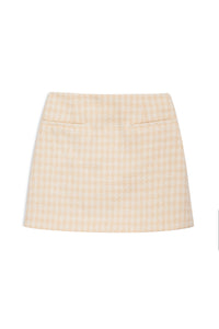VANESSA SKIRT - CREAM AND PEACH HOUNDSTOOTH