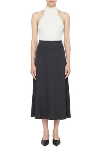 Jupe midi Verne en soie - Black