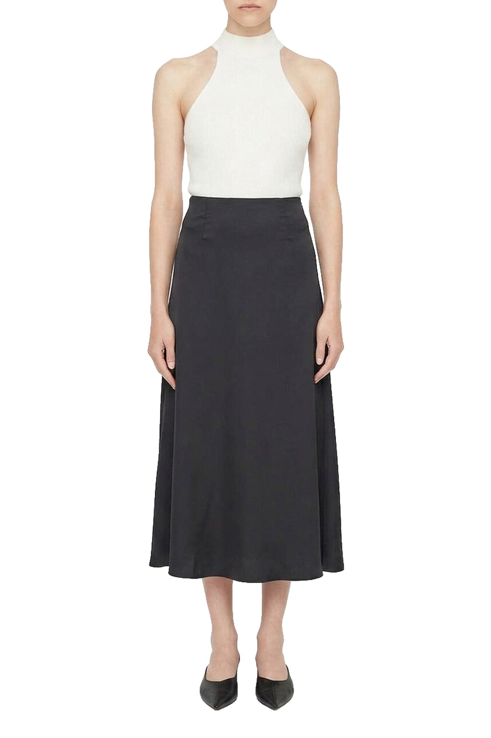 Jupe midi Verne en soie - Black