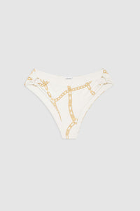 VIV BIKINI BOTTOM - CREAM AND TAN LINK PRINT
