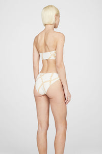 VIV BIKINI BOTTOM - CREAM AND TAN LINK PRINT