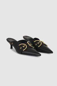 Mules à talons Zoe en cuir - Black