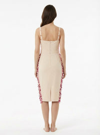 Short dress with layered fringes - Fuxia & Burro