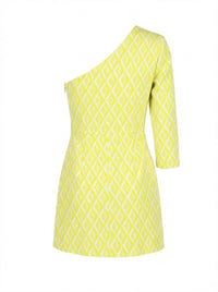 Robe asymétrique à motif jacquard - Lime Fluo & Burro