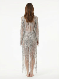 Fringed maxi dress - Burro & Nero
