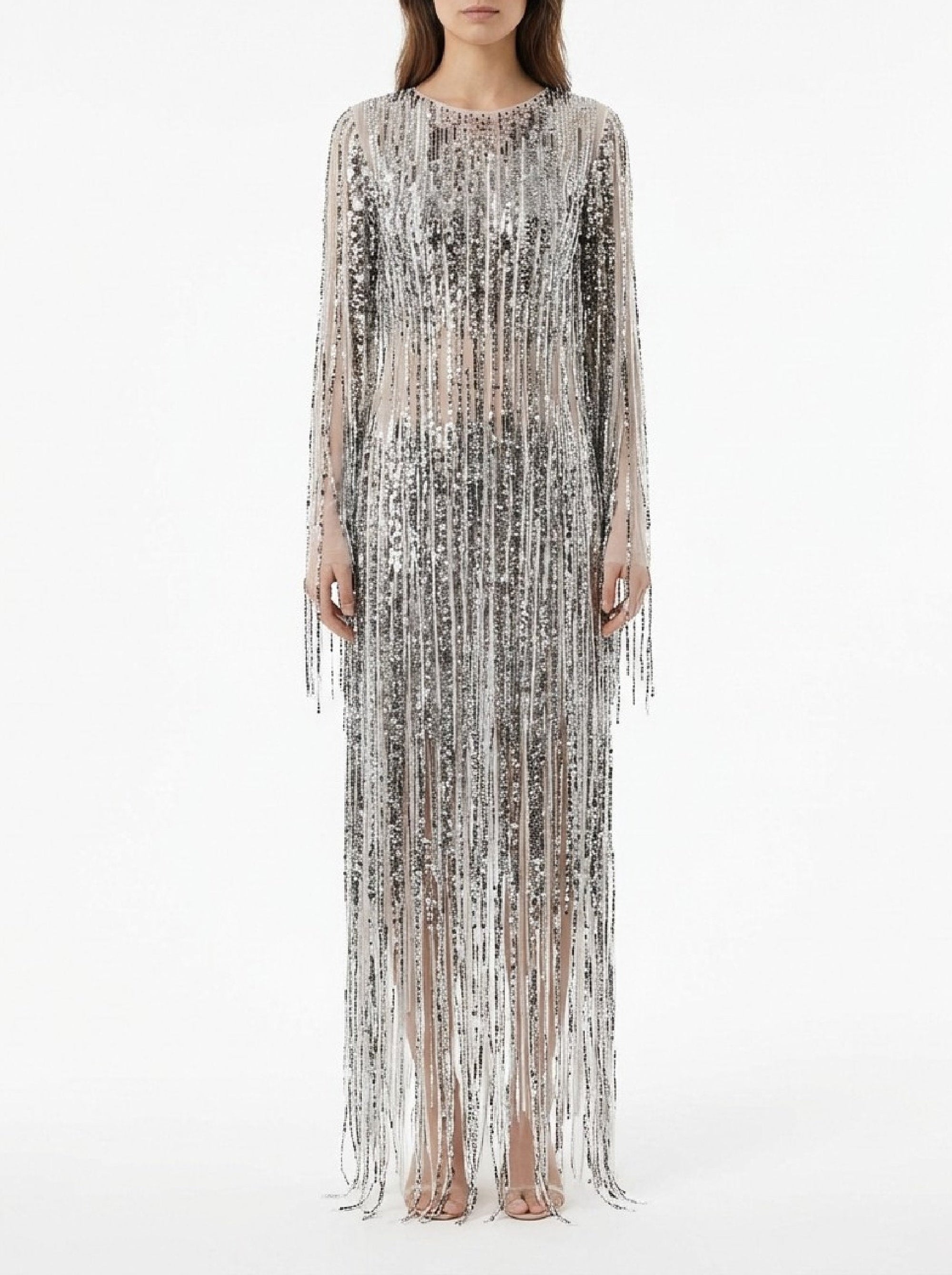 Fringed maxi dress - Burro & Nero
