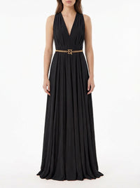 Robe longue cintrée en velours - Nero